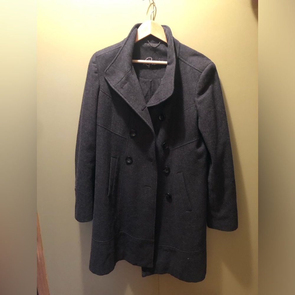 Guess Women's Double-Breasted Pea Coat - Charcoal